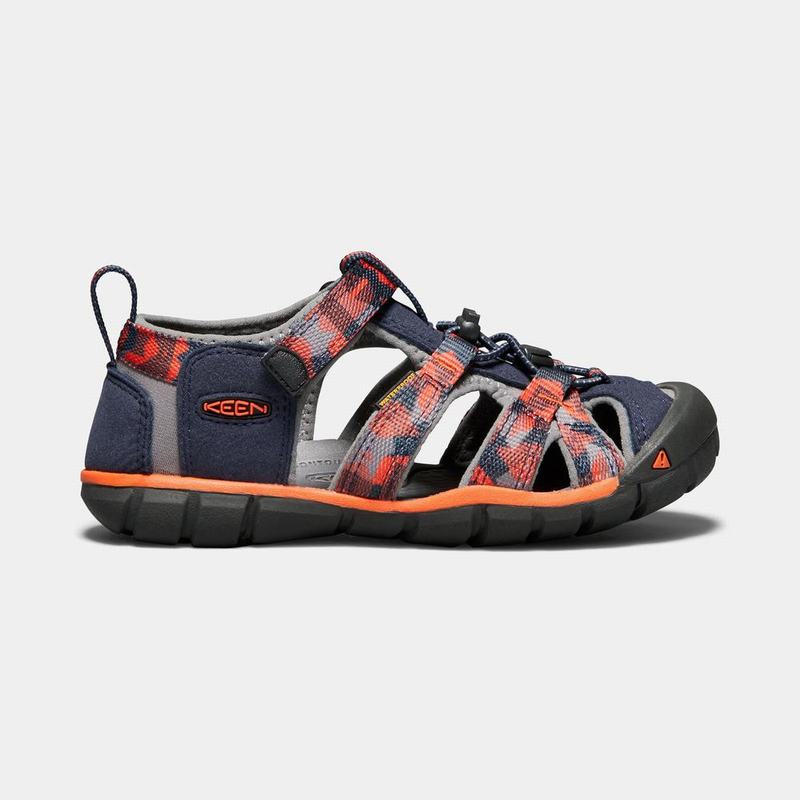 Cheap Keen Seacamp II Cnx Kids Sandals Navy/Orange NZ (0851-NGJEO)